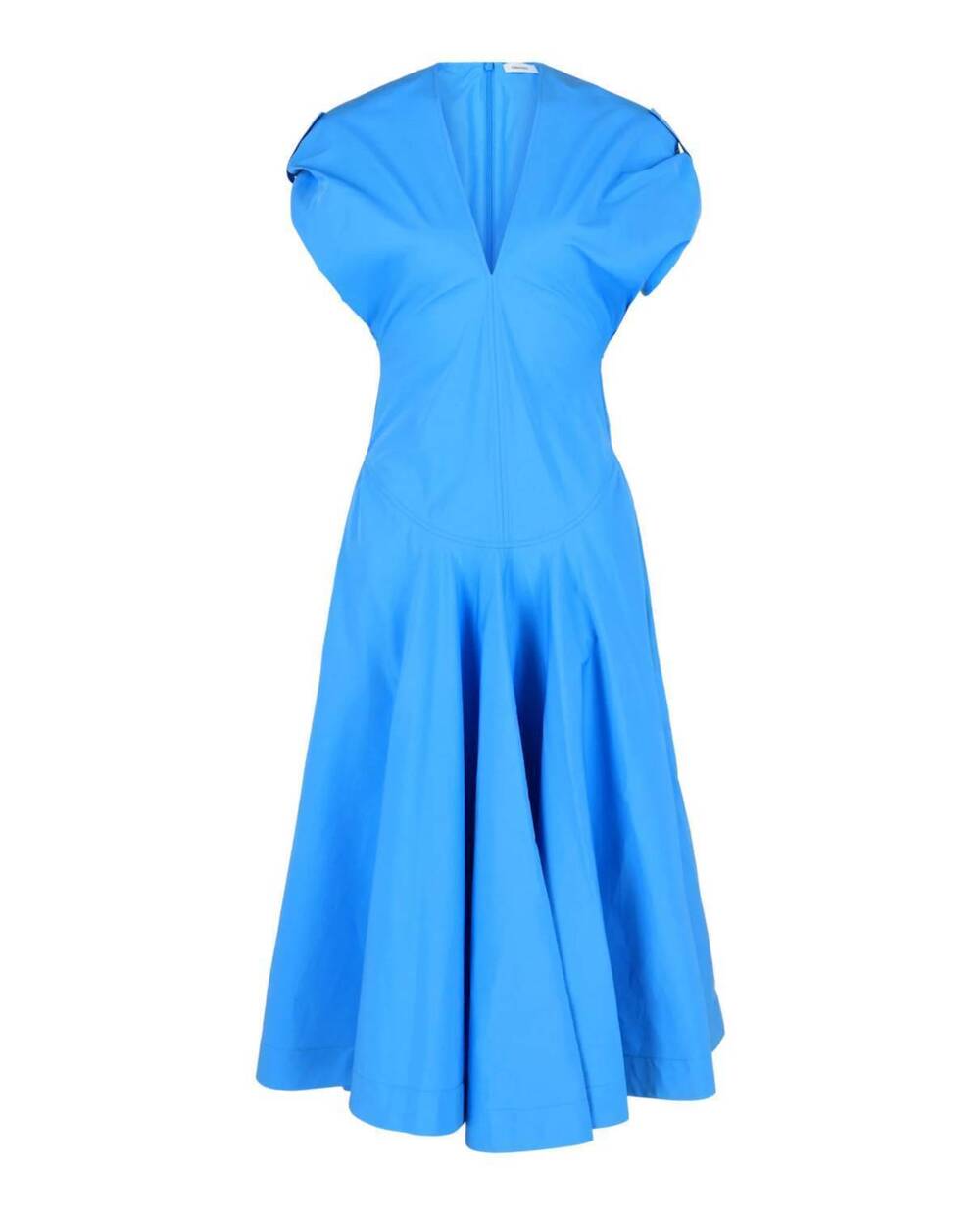 NEW SALVATORE FERRAGAMO women's cotton poplin midi dress in light blue